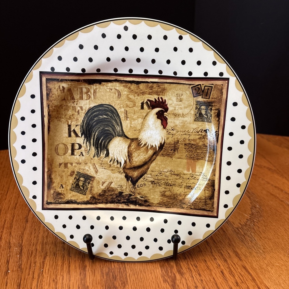Sakura Kimberly Poloson Retro Rooster Salad Dessert Plate 8.25" Great Display